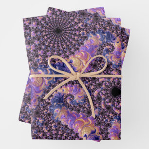 Trippy Groovy Boho Colourful Jewel Tone Fractal Ar Wrapping Paper Sheet