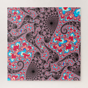 Trippy Groovy Boho Hippie Spiralling Fractal Art Jigsaw Puzzle