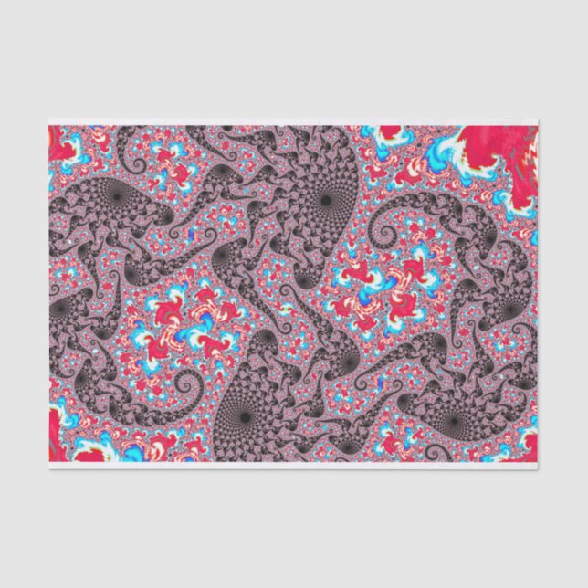 Trippy Groovy Boho Hippie Spiralling Fractal Art Tissue Paper (Front)