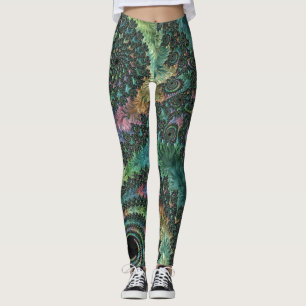 Trippy Groovy Colorful Jewel Tone Fractal Art Leggings
