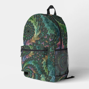 Trippy Groovy Colorful Jewel Tone Fractal Art Printed Backpack
