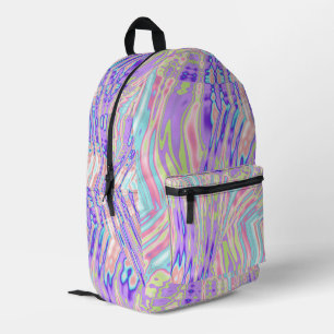 Trippy Groovy Colourful Blobs Digital Abstract Art Printed Backpack
