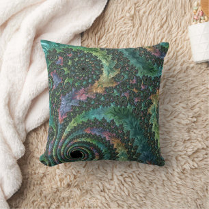 Trippy Groovy Colourful Jewel Tone Fractal Art Cushion