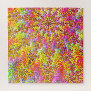 Trippy Groovy Funky Psychedelic Fractal Burst Jigsaw Puzzle
