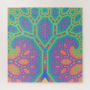Trippy Groovy Mathematical Geometric Fractal Tree Jigsaw Puzzle
