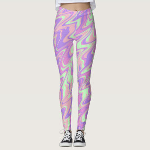 Trippy Groovy Retro Bold Colourful Wavy Stripes Leggings