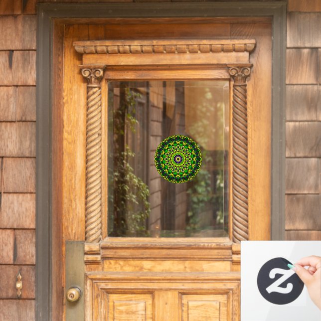 Trippy Groovy Retro Hippie Colourful Mandala Art (Home Door)