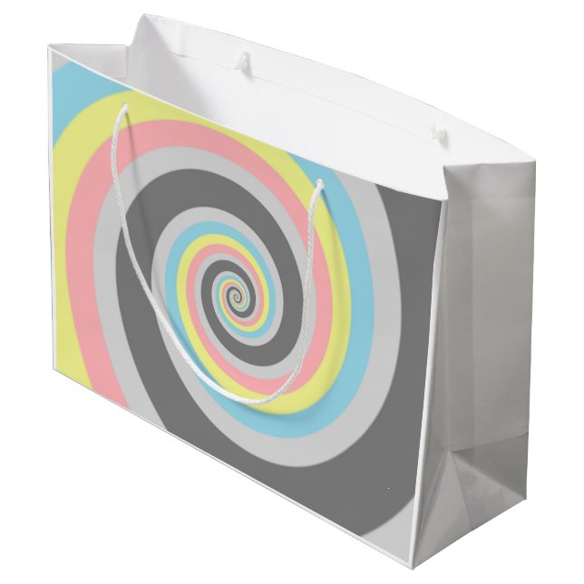 Trippy Groovy Spiral Abstract Demiflux Pride Flag Large Gift Bag (Back Angled)