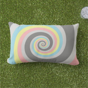 Trippy Groovy Spiral Abstract Demiflux Pride Flag Lumbar Cushion