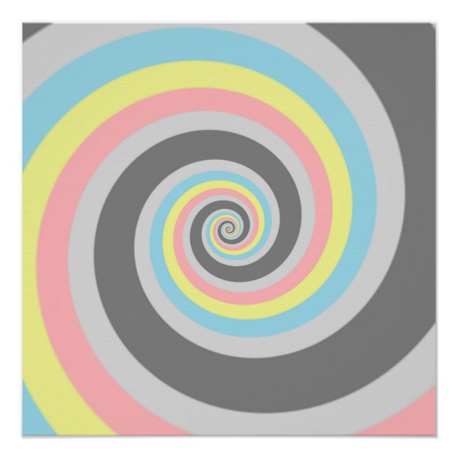 Trippy Groovy Spiral Abstract Demiflux Pride Flag Poster (Front)