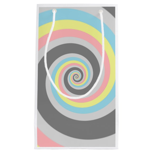 Trippy Groovy Spiral Abstract Demiflux Pride Flag Small Gift Bag (Front)