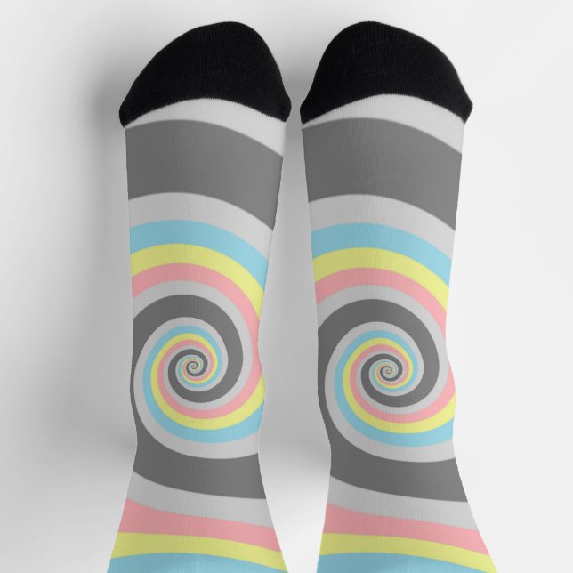 Trippy Groovy Spiral Abstract Demiflux Pride Flag Socks (Top)