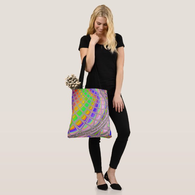 Trippy Groovy Vibrant Abstract Digital Fractal Art Tote Bag (On Model)
