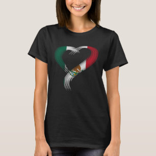 Trippy heart Mexico Flag Mexican Heritage I love M T-Shirt