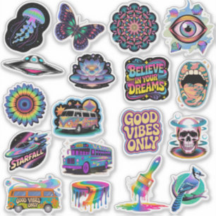 Trippy Hippie Art Custom-Cut Vinyl Sticker