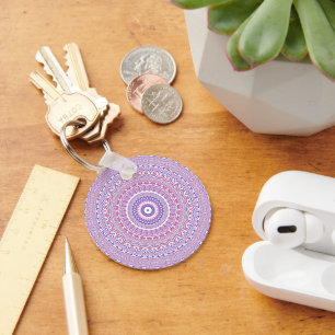 Trippy Hippie Boho Groovy Bohemian Kaleidoscope Key Ring