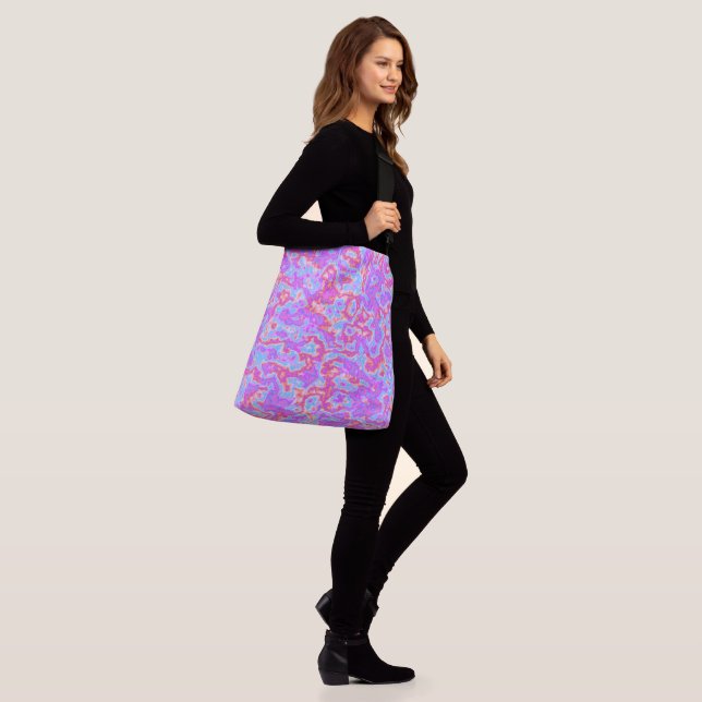 Trippy Hippie Bold Colourful Neon Acid Trip Marble Crossbody Bag (On Model)
