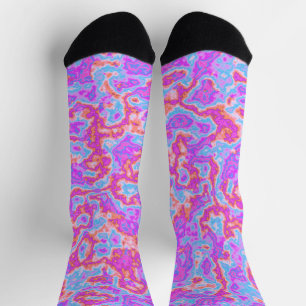 Trippy Hippie Bold Colourful Neon Acid Trip Marble Socks