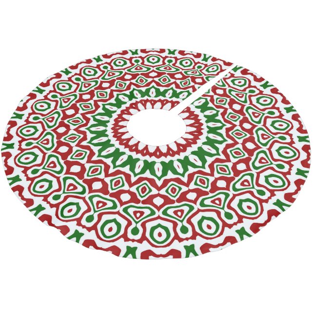 Trippy Hippie Groovy Boho Funky Christmas Mandala Brushed Polyester Tree Skirt (Angled)