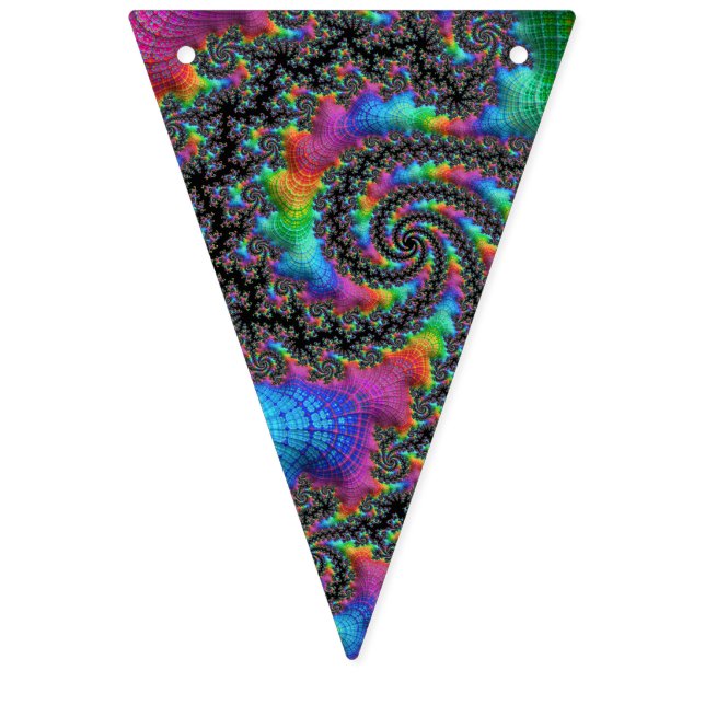 Trippy Hippie Psychedelic Rainbow Spiral Fractal Bunting (First Flag)
