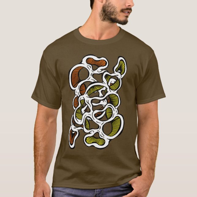 Trippy Hippy Abstract Organic Mushroom Design T-Shirt (Front)