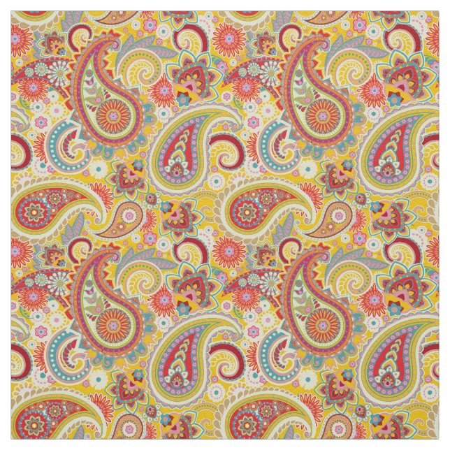Trippy Hippy Retro Paisley Fabric (Swatch)