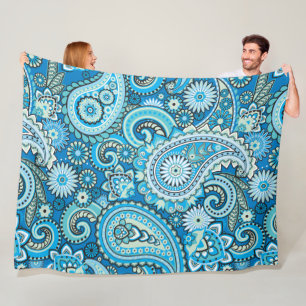 Trippy Hippy Retro Paisley Fleece Blanket