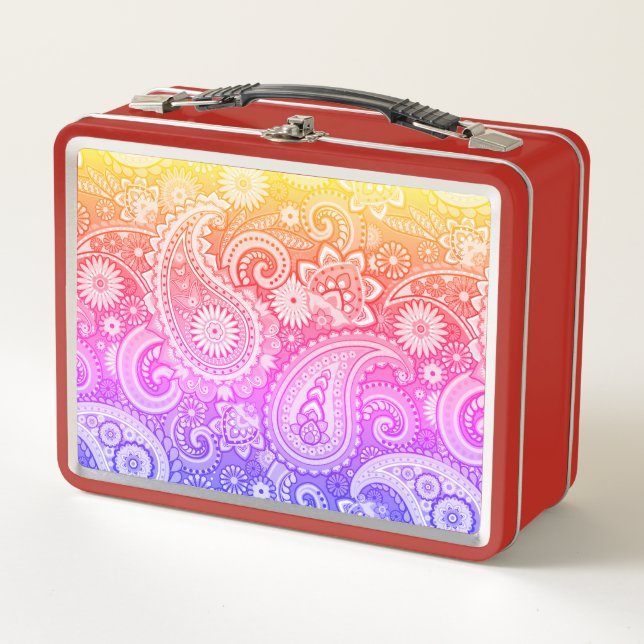 Trippy Hippy Retro Paisley Metal Lunch Box (Front)