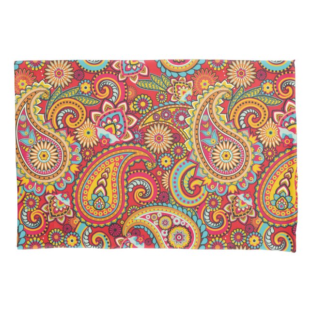 Trippy Hippy Retro Paisley Pillowcase (Front)