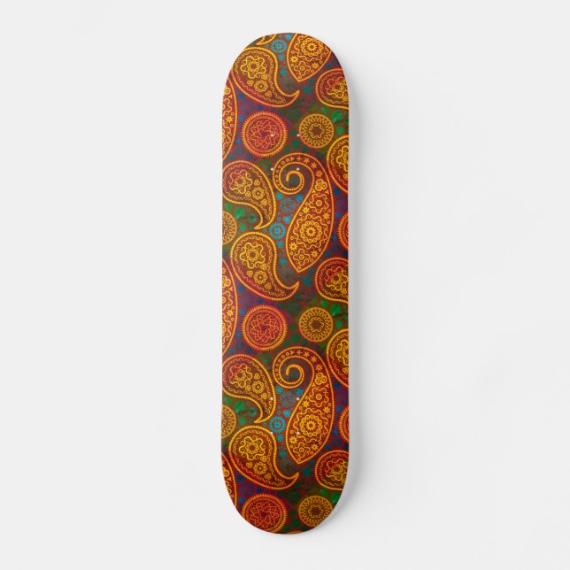 Trippy Hippy Retro Paisley Skateboard (Front)