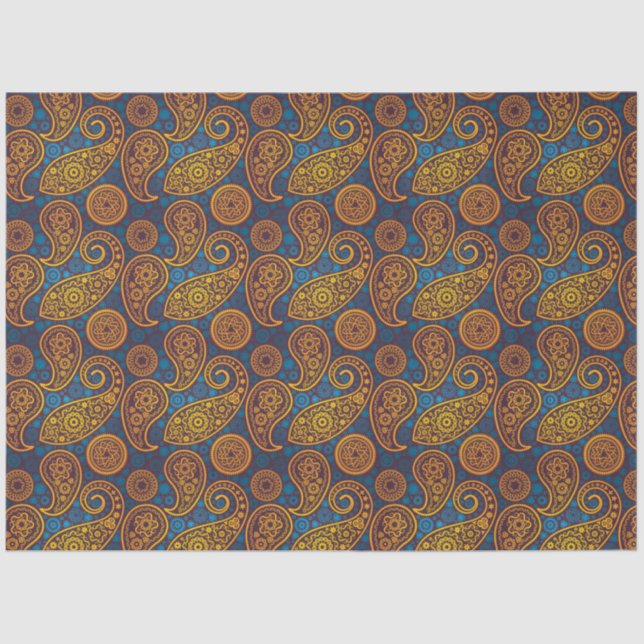 Trippy Hippy Retro Paisley Tissue Paper (Front)