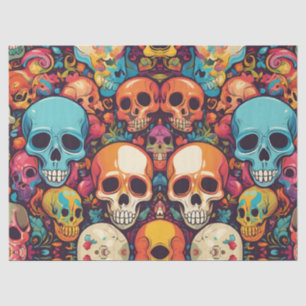 Trippy Hippy Skull Colourful Patterned Psychedelic Tissue Paper