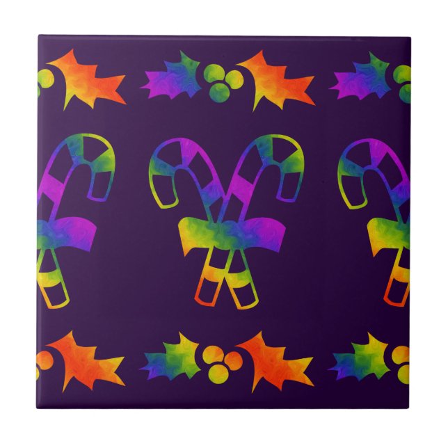 Trippy Holly Canes Tile (Front)
