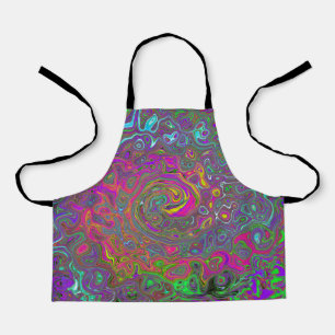 Trippy Hot Pink Abstract Retro Liquid Swirl Apron