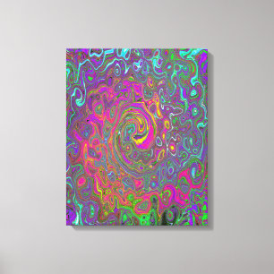 Trippy Hot Pink Abstract Retro Liquid Swirl Canvas Print