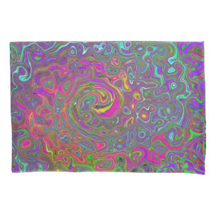 Trippy Hot Pink Abstract Retro Liquid Swirl Pillowcase