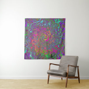 Trippy Hot Pink Abstract Retro Liquid Swirl Tapestry