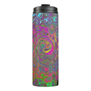 Trippy Hot Pink Abstract Retro Liquid Swirl Thermal Tumbler