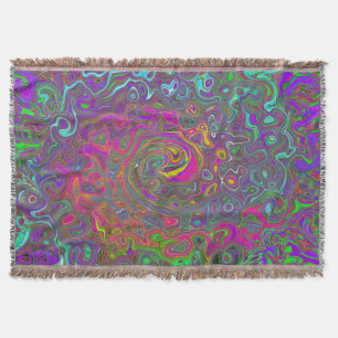 Trippy Hot Pink Abstract Retro Liquid Swirl Throw Blanket