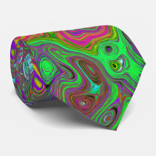 Trippy Hot Pink Abstract Retro Liquid Swirl Tie