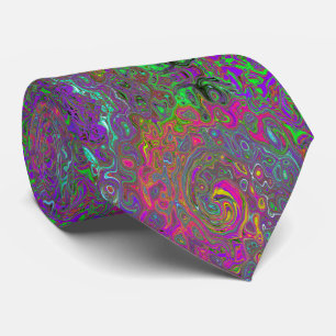 Trippy Hot Pink Abstract Retro Liquid Swirl Tie