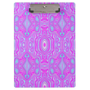 Trippy Hot Pink and Aqua Blue Abstract Pattern Clipboard