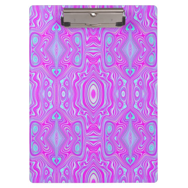 Trippy Hot Pink and Aqua Blue Abstract Pattern Clipboard (Front)
