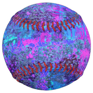 Trippy Hot Pink and Blue Impressionistic Landscape Softball
