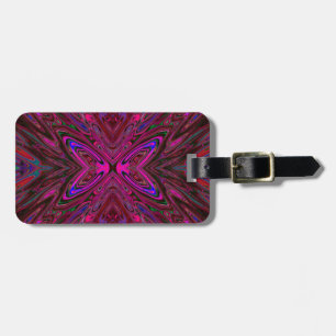 Trippy Hot Pink, Red and Blue Abstract Butterfly Luggage Tag