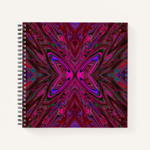 Trippy Hot Pink, Red and Blue Abstract Butterfly Notebook