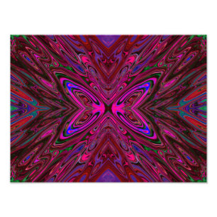Trippy Hot Pink, Red and Blue Abstract Butterfly Photo Print