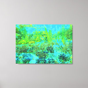 Trippy Lime Green and Blue Garden Landscape Canvas Print