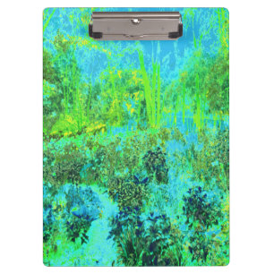 Trippy Lime Green and Blue Garden Landscape Clipboard