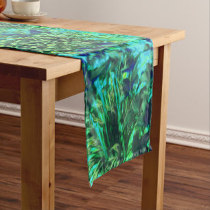 Trippy Lime Green and Blue Garden Landscape Medium Table Runner